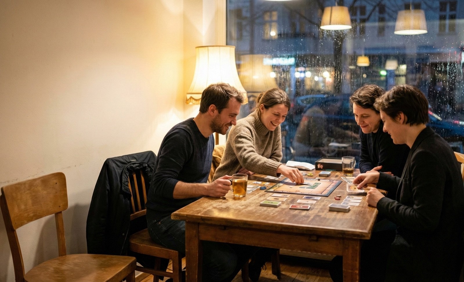 Small group walking together from a cafe in Berlin